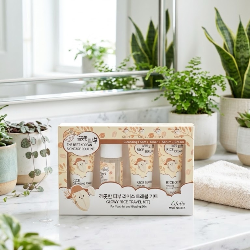 Esfolio Glowy Rice Travel Kit - Skincare Set
